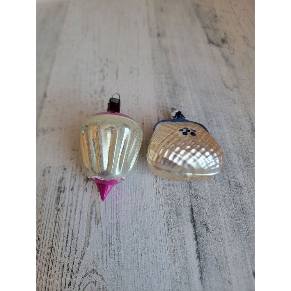 Vintage purse lantern german? glass‎ ornament Xmas set